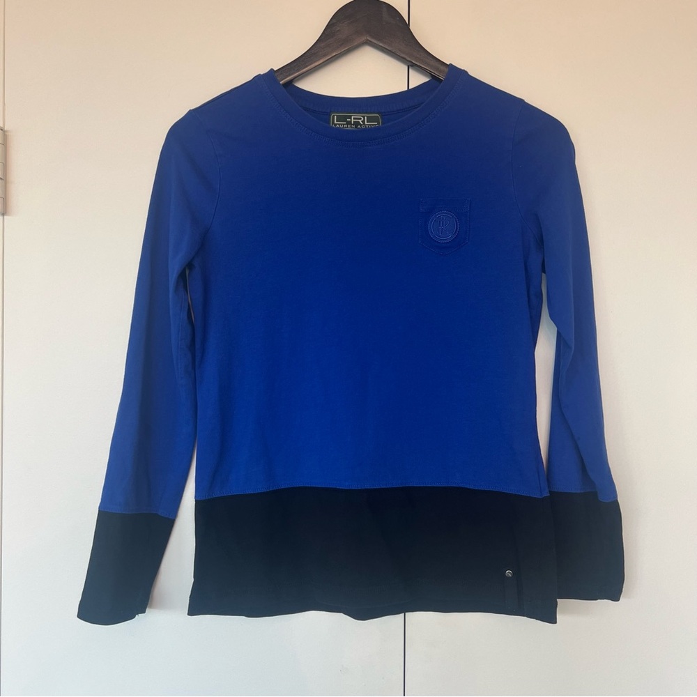 Lauren Active Ralph Lauren Blue Colourblock Long Sleeve Top Size S